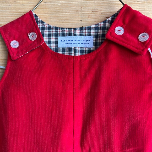 Boutique Bubble/Overall Outfit, Red, Size 12-18 months - Picture 3 of 3